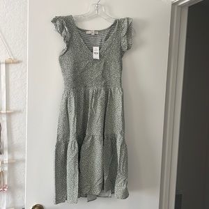 LOFT green white polka dot dress